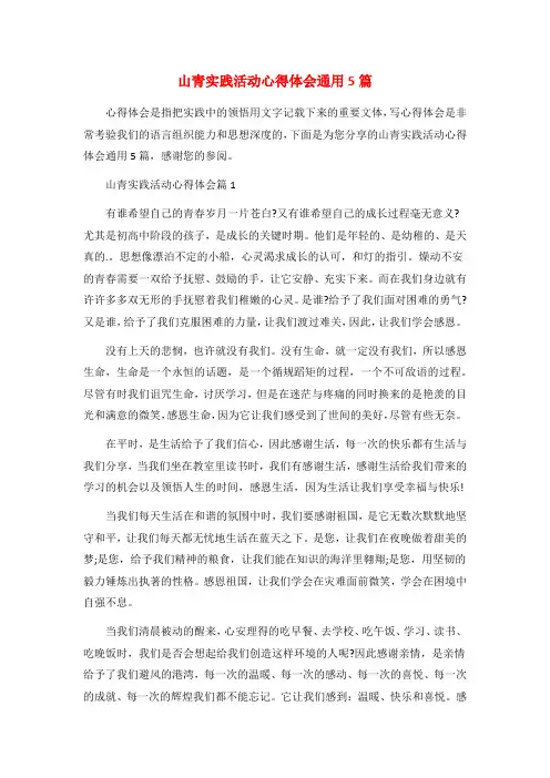 山青实践活动心得体会通用5篇