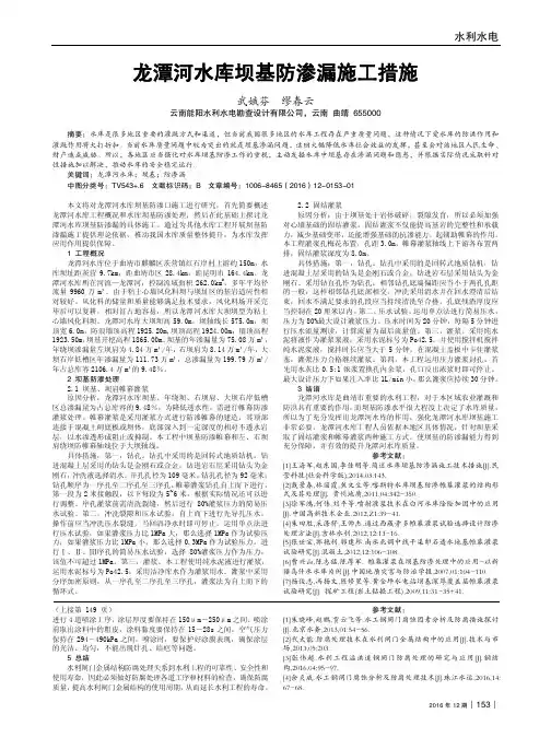 龙潭河水库坝基防渗漏施工措施