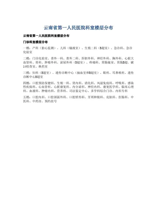 云南省第一人民医院科室楼层分布