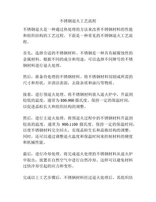 不锈钢退火工艺流程