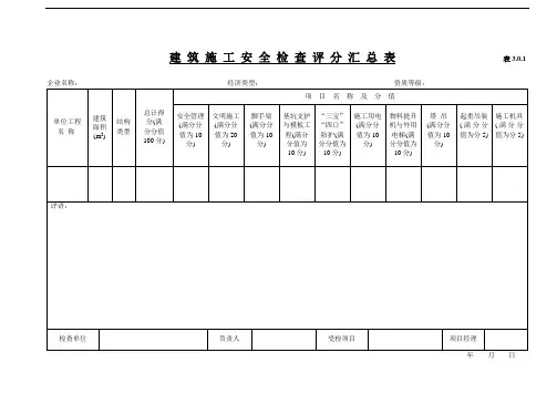 《建筑施工安全检查标准》(JGJ59-99)全套表格