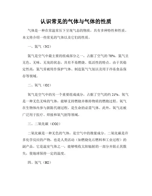 认识常见的气体与气体的性质