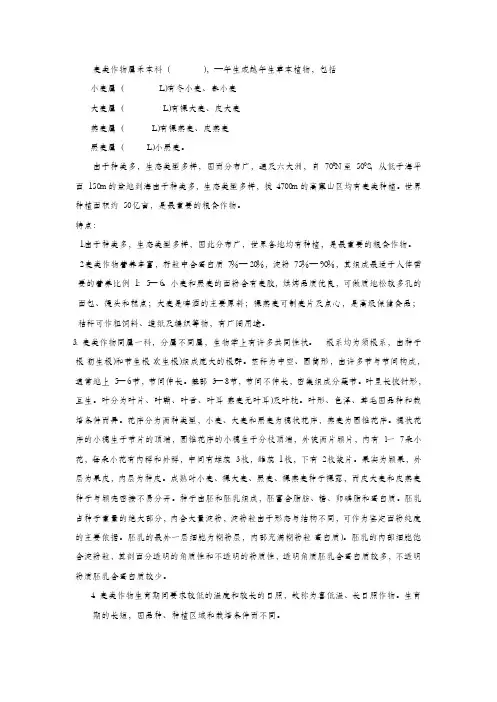 麦类作物属禾本科（Gramineae）
