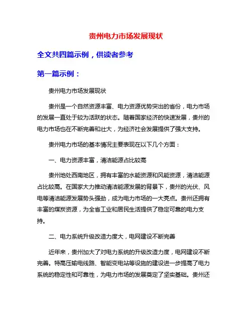 贵州电力市场发展现状