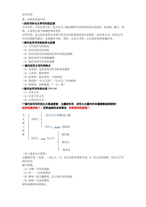 大学生实用写作复习重点题汇总