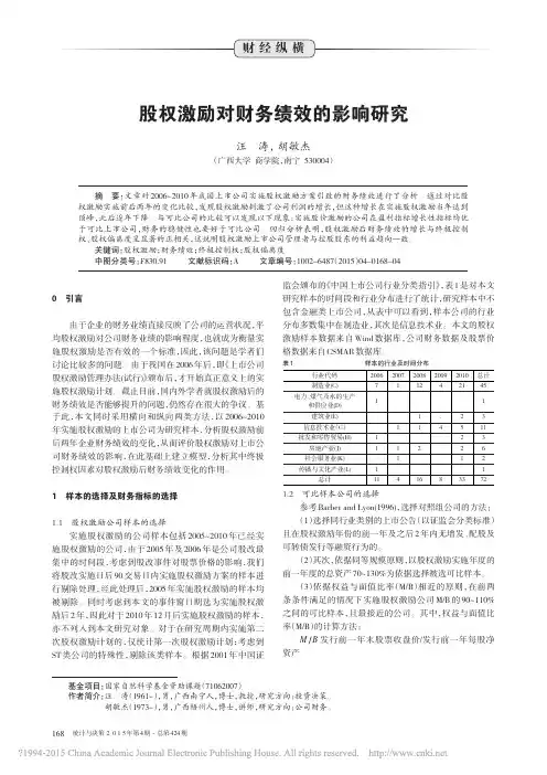 股权激励对财务绩效的影响研究