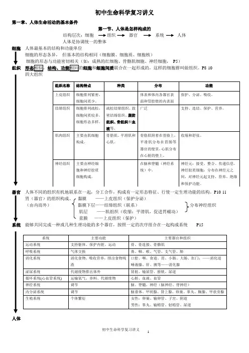 上海市初中生命科学复习讲义