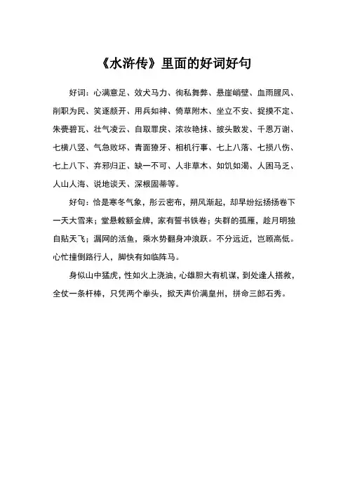 《水浒传》里面的好词好句