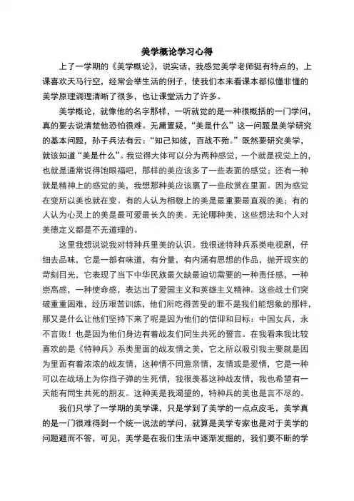 美学概论学习心得
