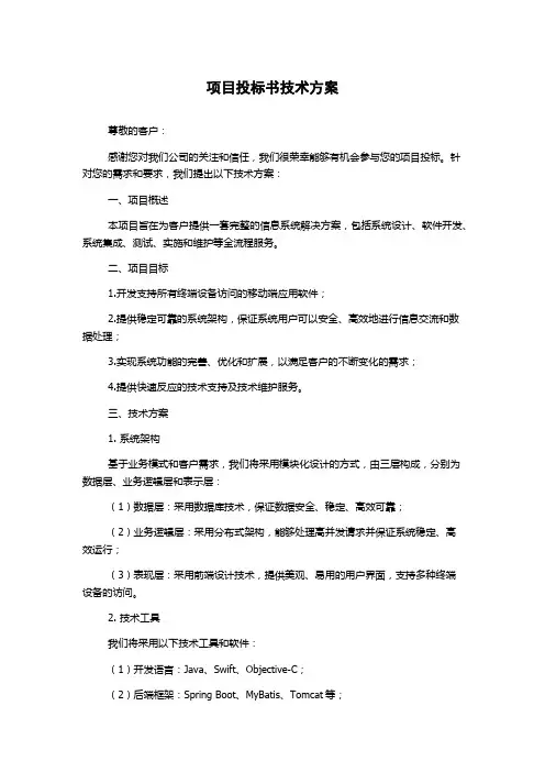 项目投标书技术方案