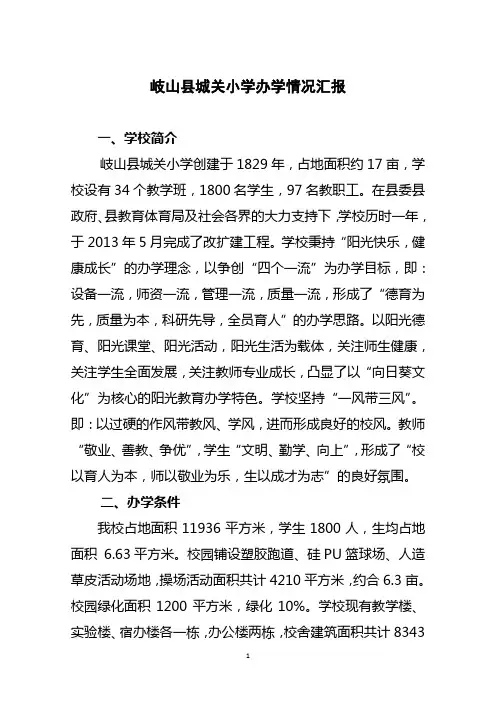 城关小学办学情况汇报