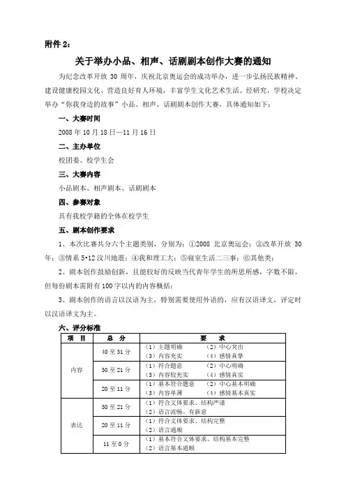 关于举办小品