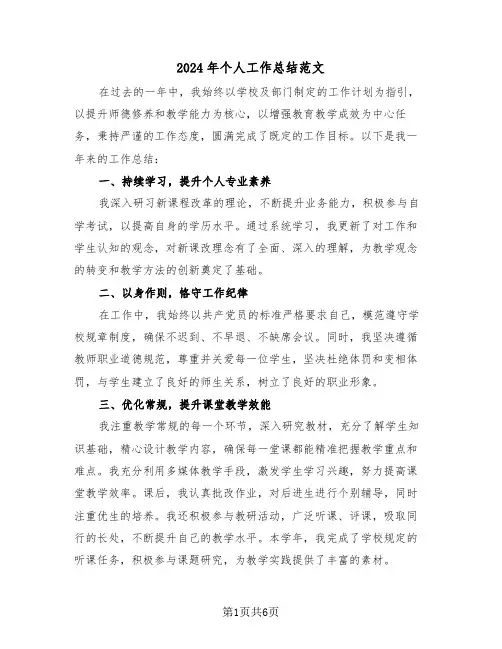 2024年个人工作总结范文（四篇）