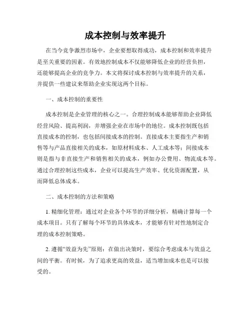 成本控制与效率提升