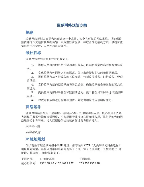 监狱网络规划方案