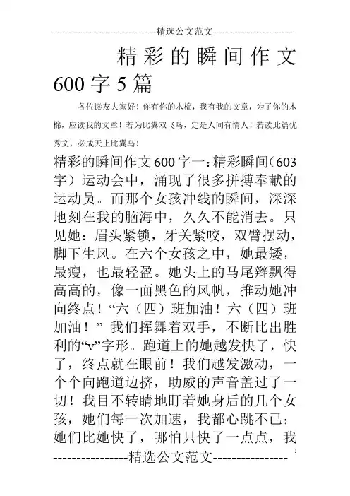 精彩的瞬间作文600字5篇_0