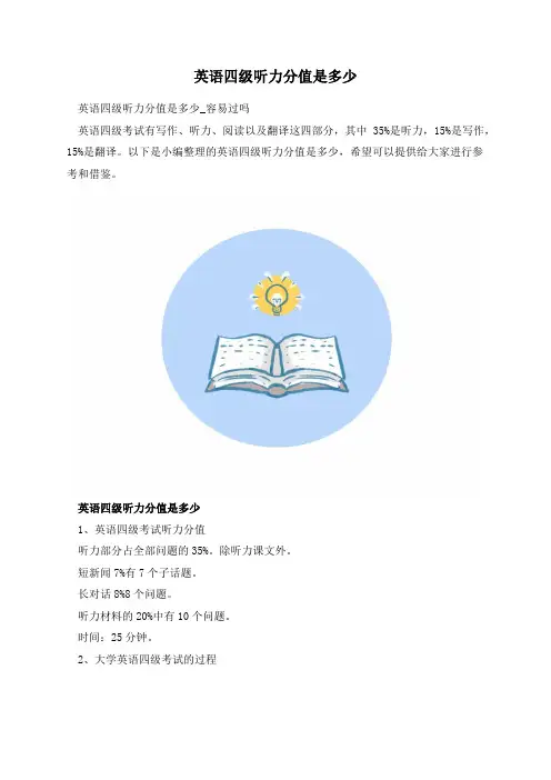 英语四级听力分值是多少