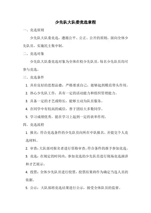 少先队大队委竞选章程