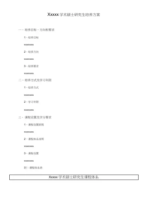学术型硕士研究生培养方案模板1