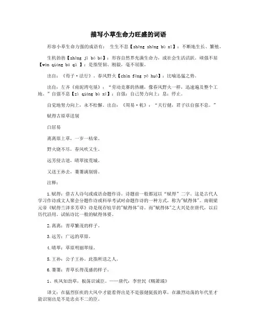 描写小草生命力旺盛的词语