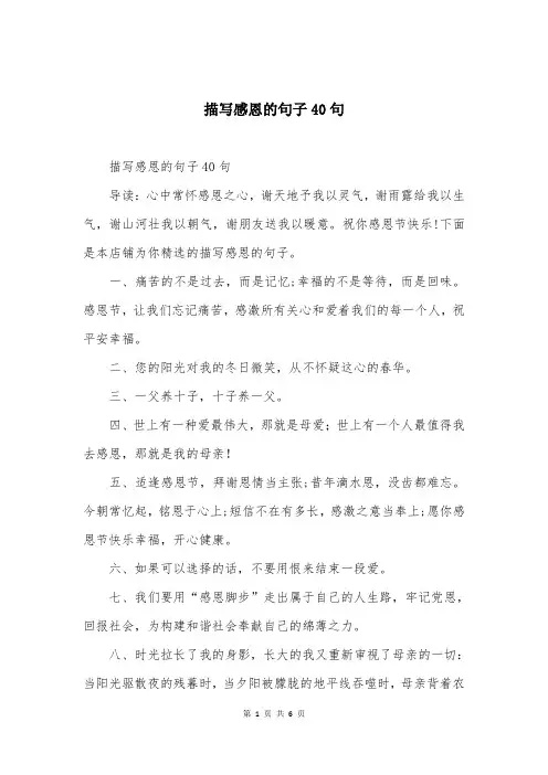 描写感恩的句子40句