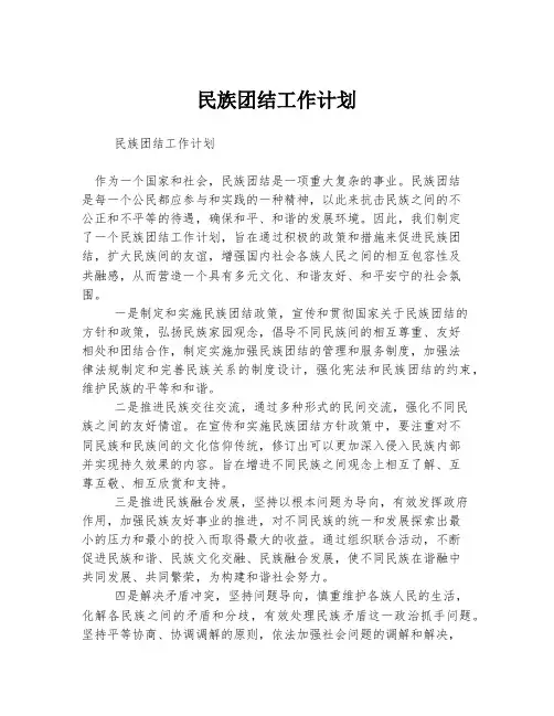 民族团结工作计划 (3)