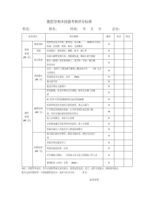 腹腔穿刺术操作评分标准-精选.pdf