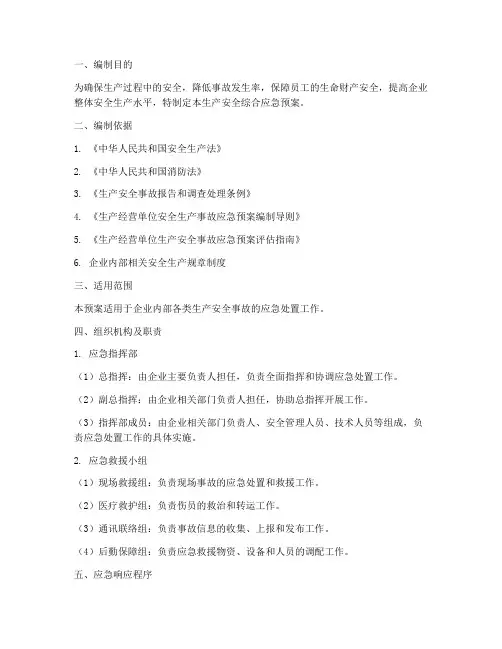 生产安全综合应急预案模板
