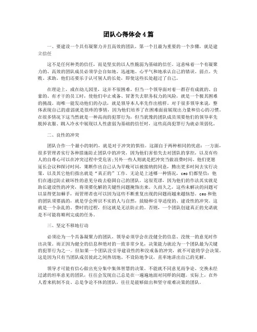 团队心得体会4篇