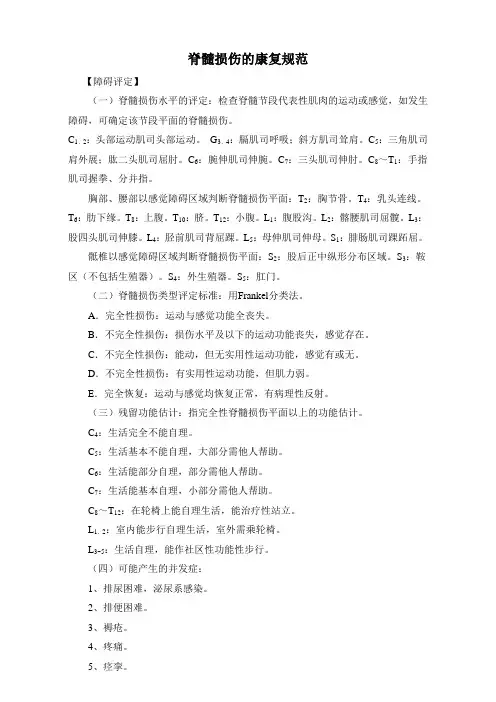 脊髓损伤的康复规范(标准版)