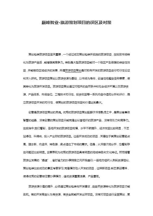 巅峰智业-旅游策划项目策案例分析