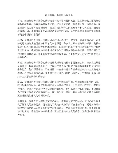 红色专项社会实践心得体会