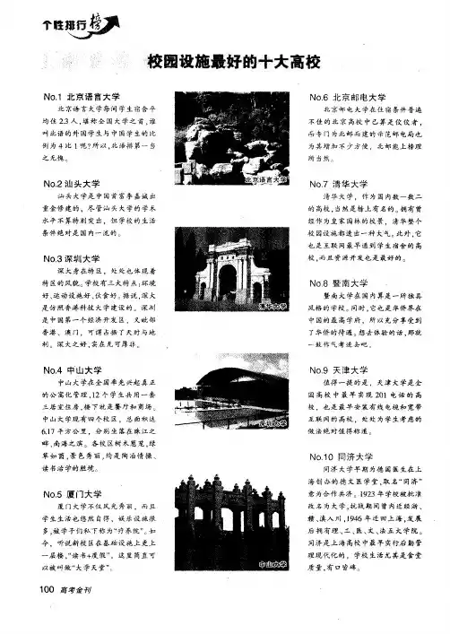 校园设施最好的十大高校
