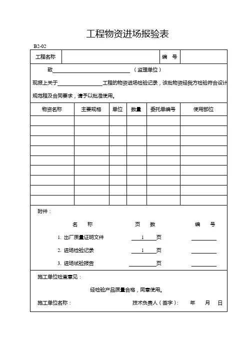材料进场报验表