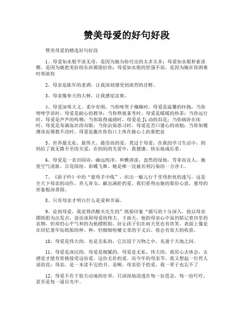 赞美母爱的好句好段