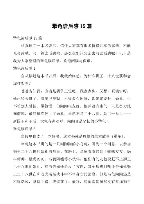 犟龟读后感15篇