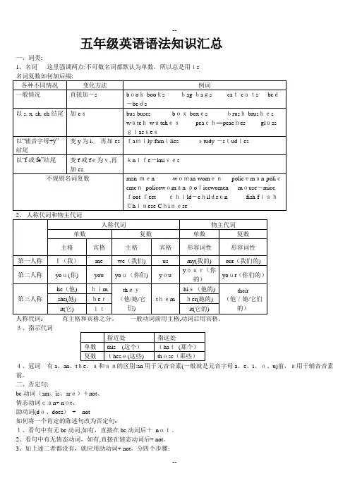 五年级英语语法大全