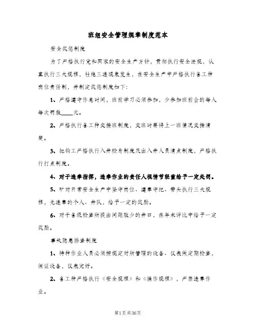 班组安全管理规章制度范本（3篇）