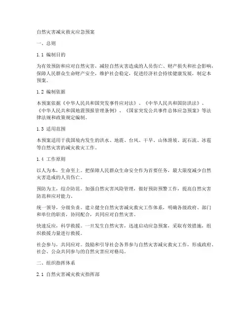 自然灾害减灾救灾应急预案