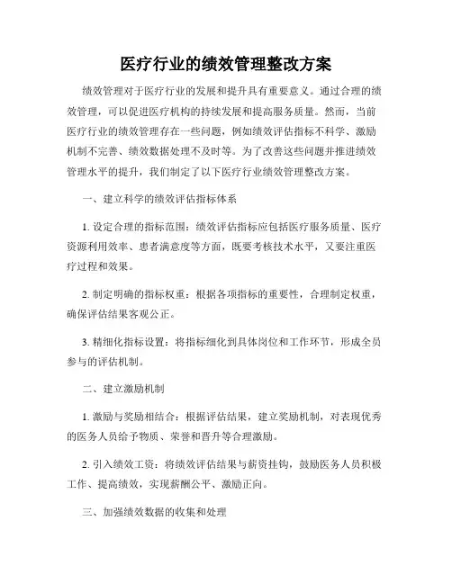 医疗行业的绩效管理整改方案