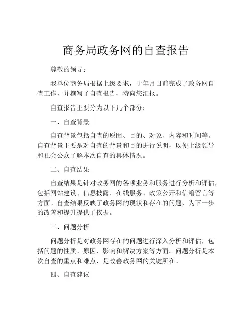 商务局政务网的自查报告