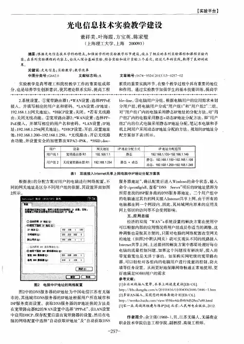 光电信息技术实验教学建设