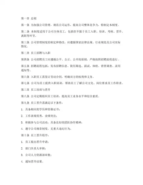 新成立公司管理制度