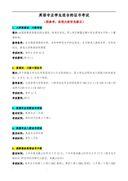 英语专业学生适合的证书考试