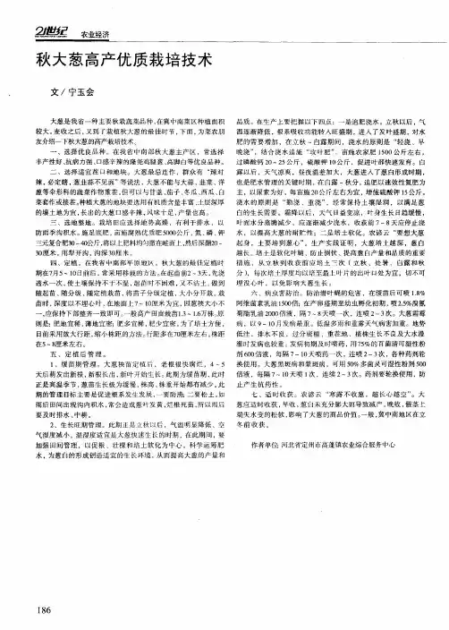 秋大葱高产优质栽培技术