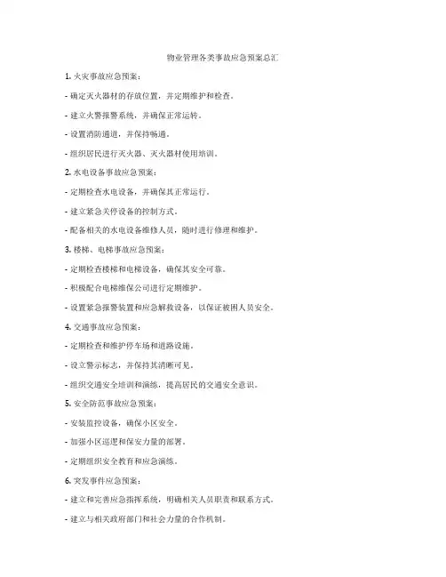 物业管理各类事故应急预案总汇
