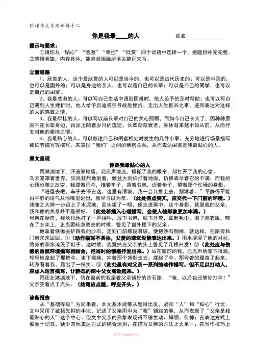满分作文：你是我最——的人
