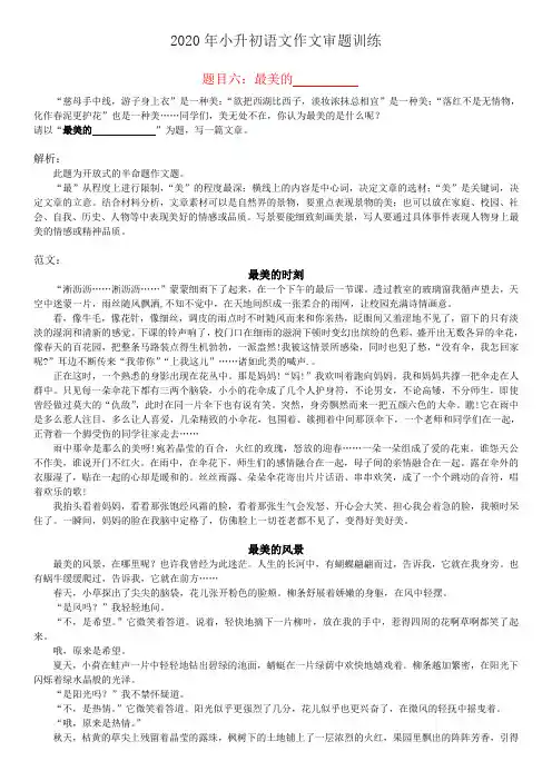 2020小升初作文审题训练6
