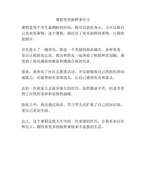 暑假里的新鲜事作文