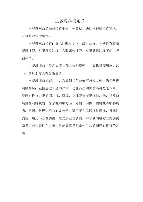 主客观斜视角负1